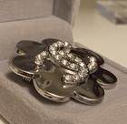 Camellia Flower Silver Brooch Crystals Luxury Jewelry Gift