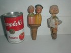 Vtg Wood Carved 5  Bottle Stopper Pourer Anri Styled Kissing Couple Man Drinking