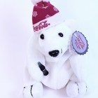 Coca Cola White Snowflake Cap Polar Bear Plush Bean Bag Stuffed Animal 1997