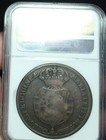 1785  2 Macutas  C s Countermark  1837  Angola Arms --fine Details-- Ngc