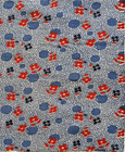 1930-1940s Feedsack Fabric Piece 9x11  Blue And Red Calico Flowers On Blue Dots