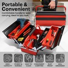 Foldable 16 Inch 3-layer Steel Tool Box Organizer Chest Storage Garage Workshop