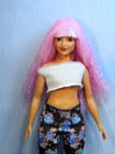 Barbie Doll Wig Size 4 Tibetan Lamb Mohair Ooak Custom  70 Pink With Bangs