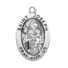 Sterling Silver Patron Saint Joseph Oval Medal Pendant Necklace  20  Chain