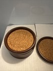 Vintage 6 Coasters Set Cork Mid Century Modern Stacking 4    Plastic  box10-cor 