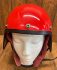 Vintage Open Face Motorcycle Helmet Red W  Ear Flaps - Medium - Made In Japan