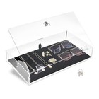 Neuxi Lockable Acrylic Display Case With Black Velvet Jewelry Pad