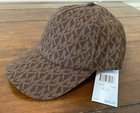 Nwt Michael Kors Mk Logo Signature Hat Brown Mk Logo Print Stretch