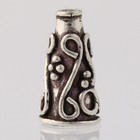 New Scroll Work Cone Bead - Sterling Silver Set Of 2 Findings Jewelry Making