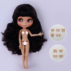 Neo Blythe Doll Custom Black Hair Ooak Matte Face Tan Skin Bjd 12  Jointed Body