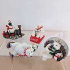 Coca-cola Miniature Christmas Ornament Lot Of 9 Polar Bear Penguin Elf