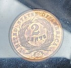 1864 Two Cent 2c Us Type Coin In Capital Style Plastic Holder  Nice And Original