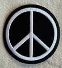 Black White Peace Sign Patch Hippie Summer Of Love Embroidered Iron-on Applique