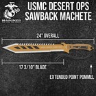 Usmc Desert Ops Sawback Machete   Officially Licensed   Olive Drab   24  Overall