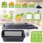 16pcs Vegetable Cutter Multi Slicer Fruit Potato Peeler Basket Vegetable Slicer