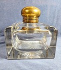Antique Victorian 1890 Large Cut Glass   Brass Inkwell Complete Rare   Unusual