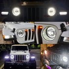 For Jeep Wrangler Jl Gladiator Jt 2018-2025 130w Halo Led Headlights   Fog Light