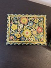 Vintage Set Of 2 Colorful Floral Embossed Hinged Metal Tin - Made In England