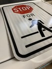 Authentic Retired Nos Stop For Pedestrians 12x18 Street Road Sign