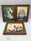 Puppy Dog Original Paintings Framed 6-1 4  X 8-1 4  Vintage Lot Of 3 Cute