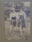 Antique Photograph Two Girls Riding There Bicycles