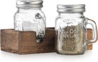 Mason Jar Salt And Pepper Shakers - Vintage Glass Condiment Dispenser Set Wit   