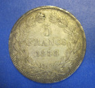 1838-bb France Silver 5 Francs Crown Coin   Xf au Condition   Louis Philippe I