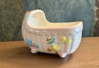 Baby Cradle Ceramic Planter Vintage Nursery Decor Hand-painted Bassinet 3x4 5