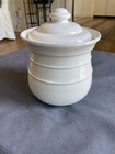 Vintage Pfaltzgraff Cookie Jar Hearth Bake   Serve Stoneware White Embossed 