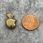 Apple Bite Leaf Small Lapel Hat Pin Tie Tack Vintage Teacher Gift Gold Tone