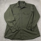 Vintage Sears Perma Prest Shirt Mens L 70s Disco Solid Green Long Sleeve Dance