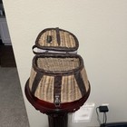 Vintage Wicker Fly Fishing Creel With Leather Straps And Lid Slot