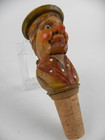 Vintage Mechanical Bottle Stopper Wooden Cork Carved Man Anri Wood 5 