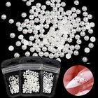 White Pearl Nail Art Decoration Mixed Size Half Round Flatback Rhinestones Diy