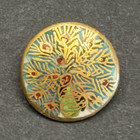 Antique Vintage Peacock Satsuma Button - 9 16   s12 