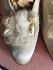 Antique Edwardian Silk Wedding Shoes Chiffon Rosettes Block Heels Document 1913 
