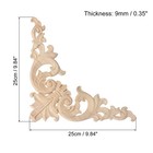 4pcs Wood Carved Appliques Unpainted Decorative Corner Flower Decals 25cm X 25cm
