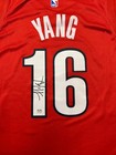 Yang Hansen           Autographed Signed Portland Trailblazers Jersey Red Psa Itp Cert