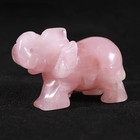 Natural Rose Quartz Crystal Carved African Elephant Healing Stone Animal Statue