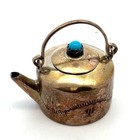 Miniature Wesley Witman Teapot Kettle 925 Sterling Silver Navajo Turquoise 7 9g