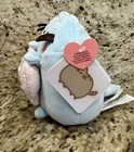 Blue Pusheen 6  Pink Polka Dot Heart Bow Plush Squisheen Plushie Toy Gund