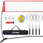 14ft Freestanding Volleyball And Badminton Set With Net 5 1     7 4    And 8    Height