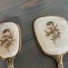 Vintage Mirror And Brush Vanity Dresser Set Gold Color Floral  g 