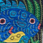Vintage Blue Fish Mola Kuna Indian Wall Folkart Textile Fiber Panama