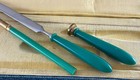 Vintage 1930s   1940s Green Desk Set Letter Opener Wax Seal 3pc In Box Art Deco