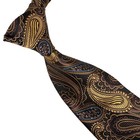 New Luxury Paisley Gold Brown Blue Woven Skinny Silk Classic Men s Tie Necktie