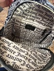Juicy Couture Logo Print Black White Backpack Gold Hardware Zip Lined Pockets