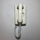 Vintage At t Rotary Wall Phone - Beige   White Western Electric Bell Untested