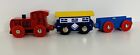 Wooden Train 3 Piece Lot Magnetic Red Engine   2 Cars Brio Thomas Compatible