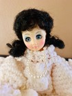 Vintage Handmade Crochet Bed Doll Ivory White Dress Ruffles